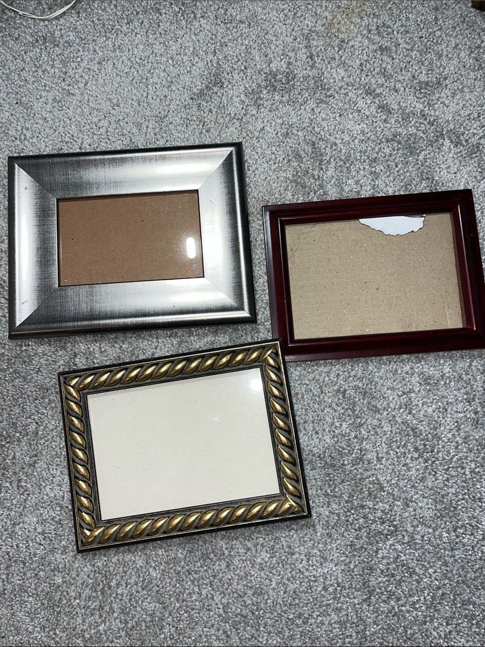 Three (3) Desk table credenza top Picture Frames - various sizes